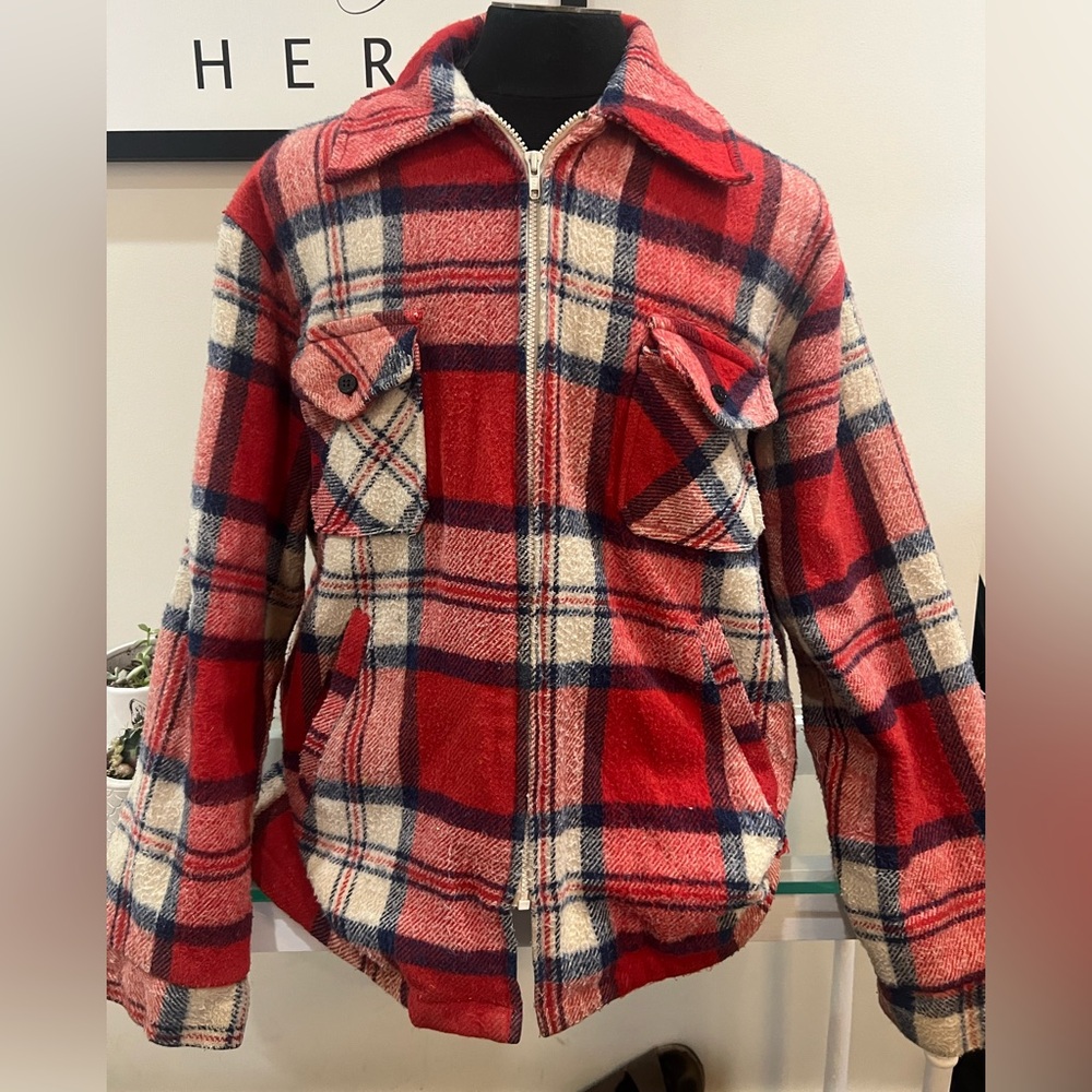 Zayre Vintage Navy, Red and White Quilted Jacket